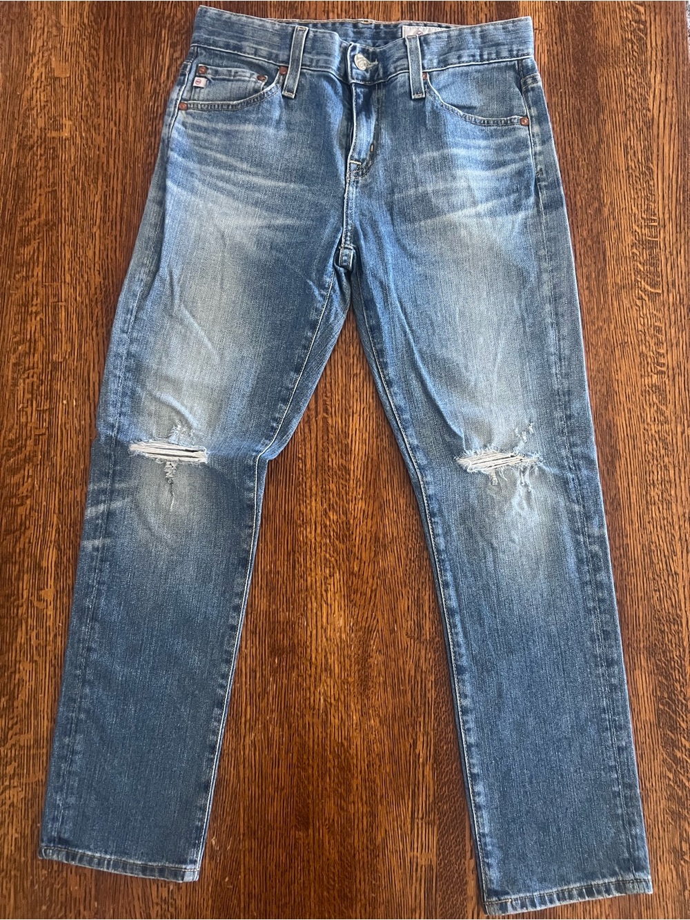 AG Adriano Goldschmied The Ex Boyfriend Slim Straight Distressed Jeans SZ 25